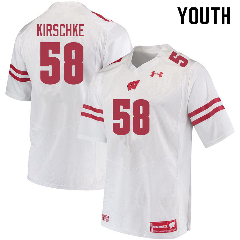 Youth #58 Gabe Kirschke Wisconsin Badgers College Football Jerseys Sale-White